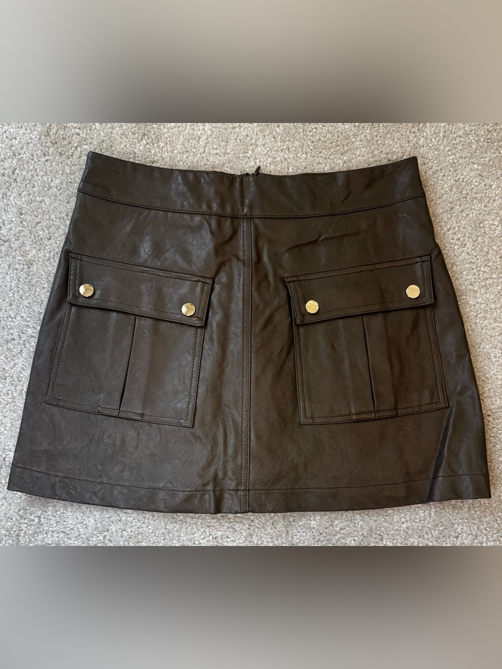 Zara Olive Green Leather-Trim Skirt/shorts